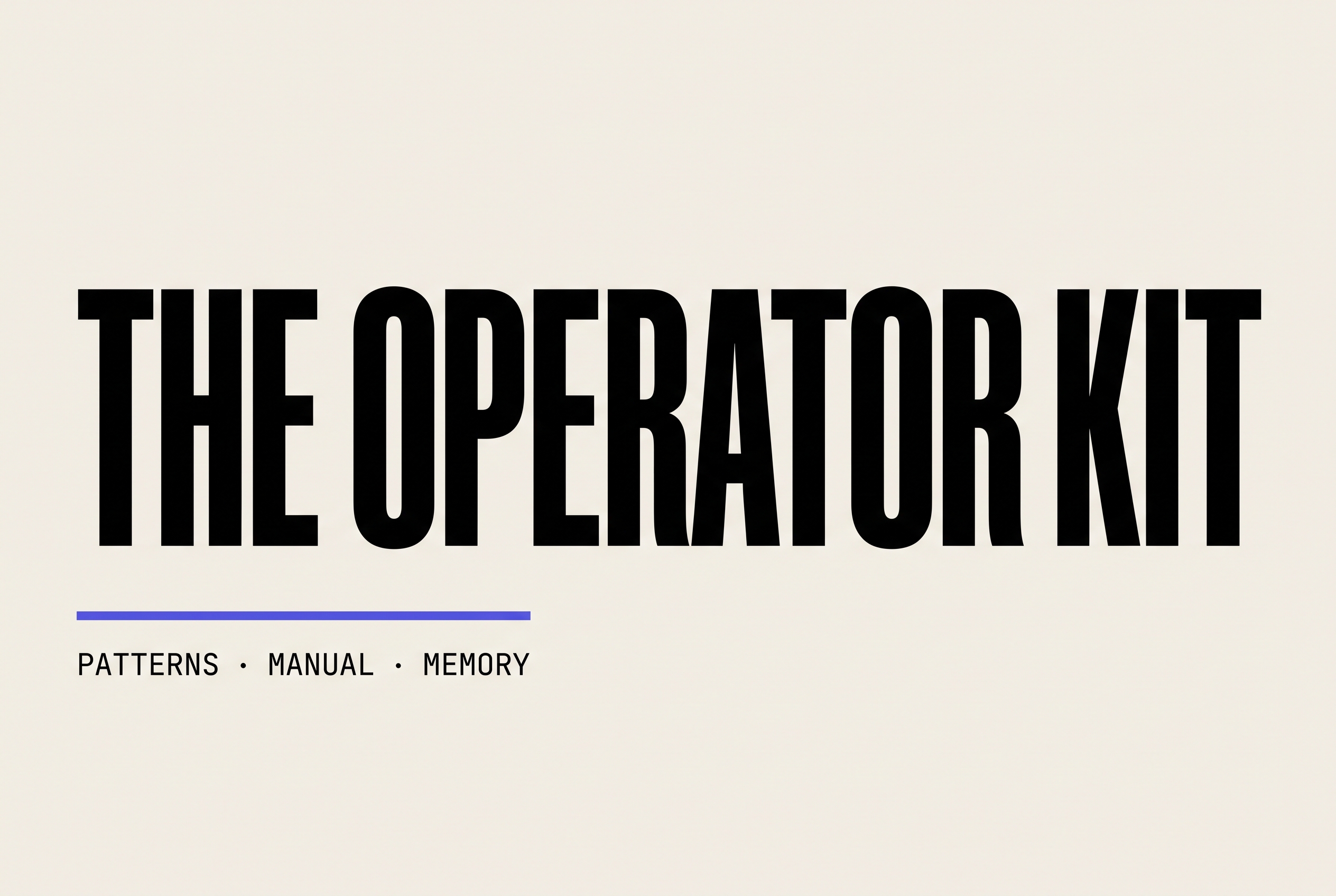 The Operator Kit — editorial typography hero